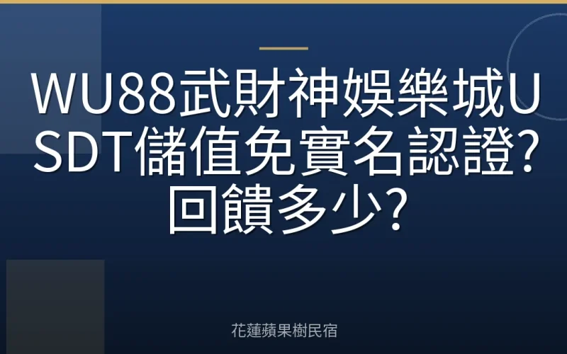 WU88武財神娛樂城USDT儲值免實名認證?回饋多少?