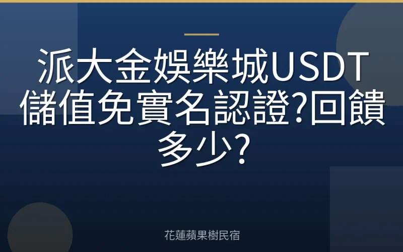 派大金娛樂城USDT儲值免實名認證?回饋多少?